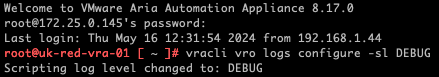 Screenshot showing the output of the vracli command.